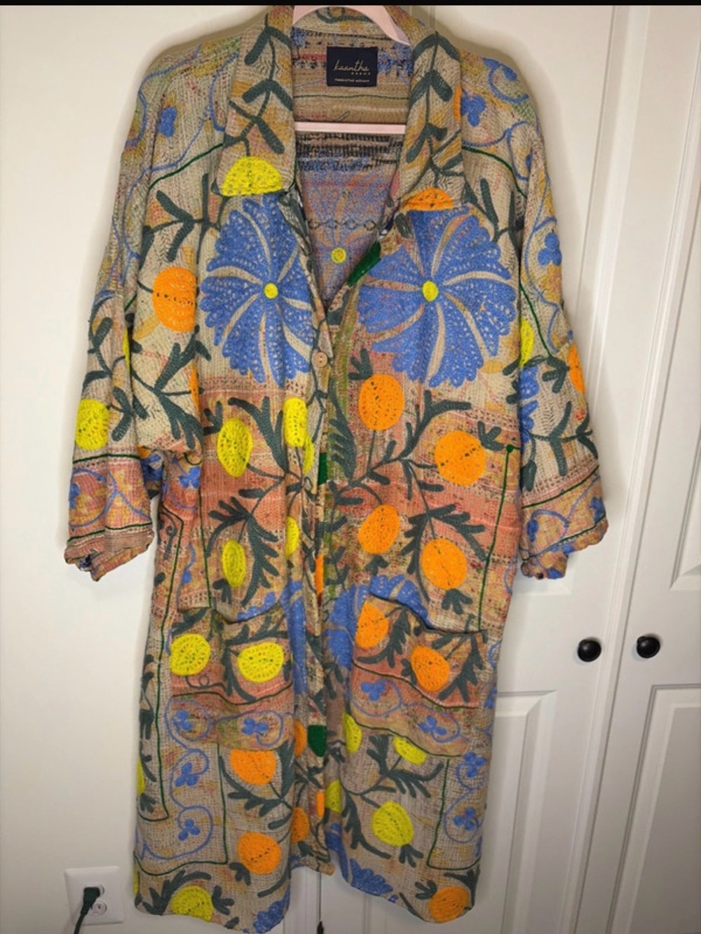 Vintage Handmade Hand Embroidered Suzani Long Jacket